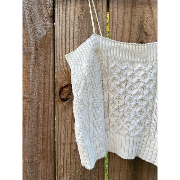 HONEYCOMB CREAM KNIT CABLE CAMI TOP - Picture 4 of 8